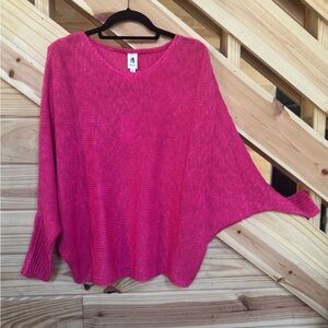 Vibrant Pink Women's Poncho Sweater